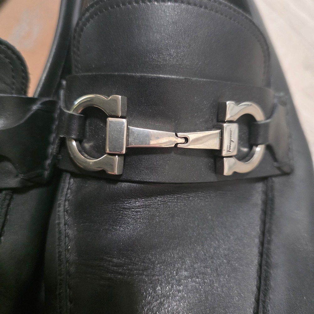 Salvatore Ferragamo Mens 11.5 2E Black Leather Gancini Bit Loafers Made in Italy - Picture 5 of 11